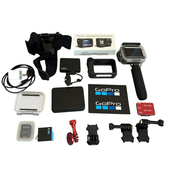 GoPro Hero 8 Black Camera + Huge Accessory Bundle Lot Underwater Tripod NEW - Picture 1 of 13